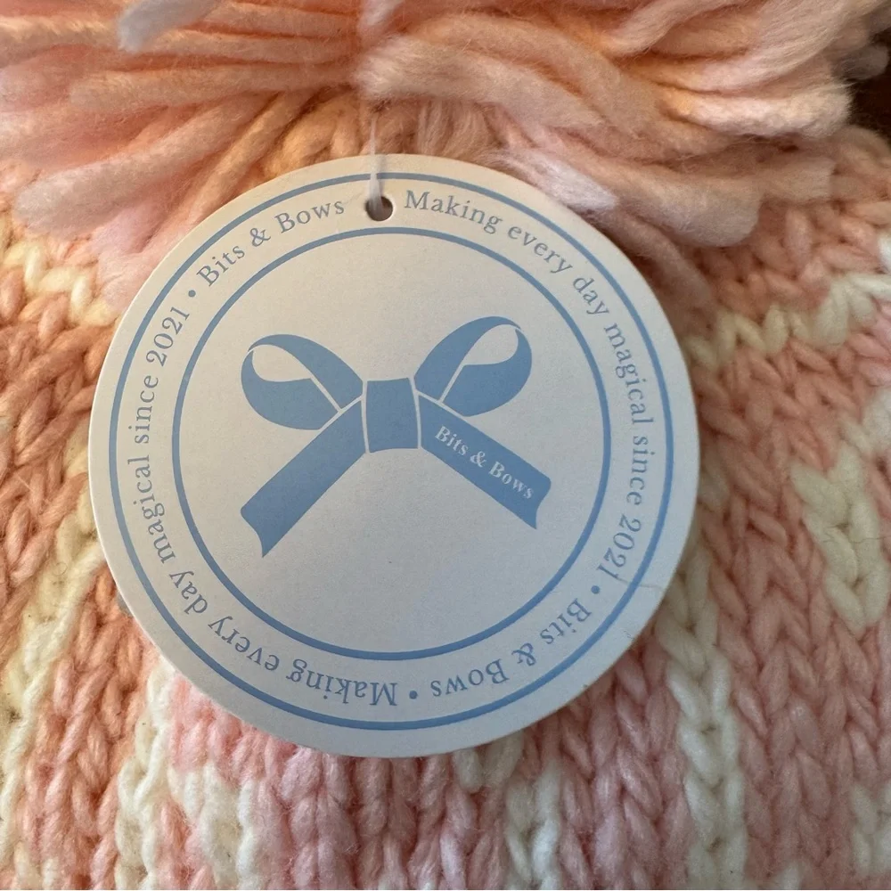 Bits & Bows Big Sis Bobble Hat Pink Knit Pom Beanie Toddler 12-36 Months